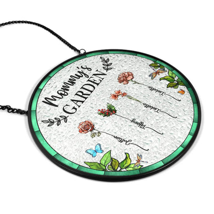 Birth Flower Grandma's Garden - Stained Glass Window Suncatcher for Grandmothers, Mothers, and Special Occasions - Elegant Home Decor Gift