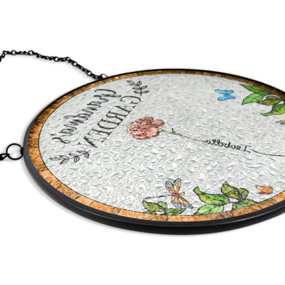 Birth Flower Grandma's Garden - Stained Glass Window Suncatcher for Grandmothers, Mothers, and Special Occasions - Elegant Home Decor Gift