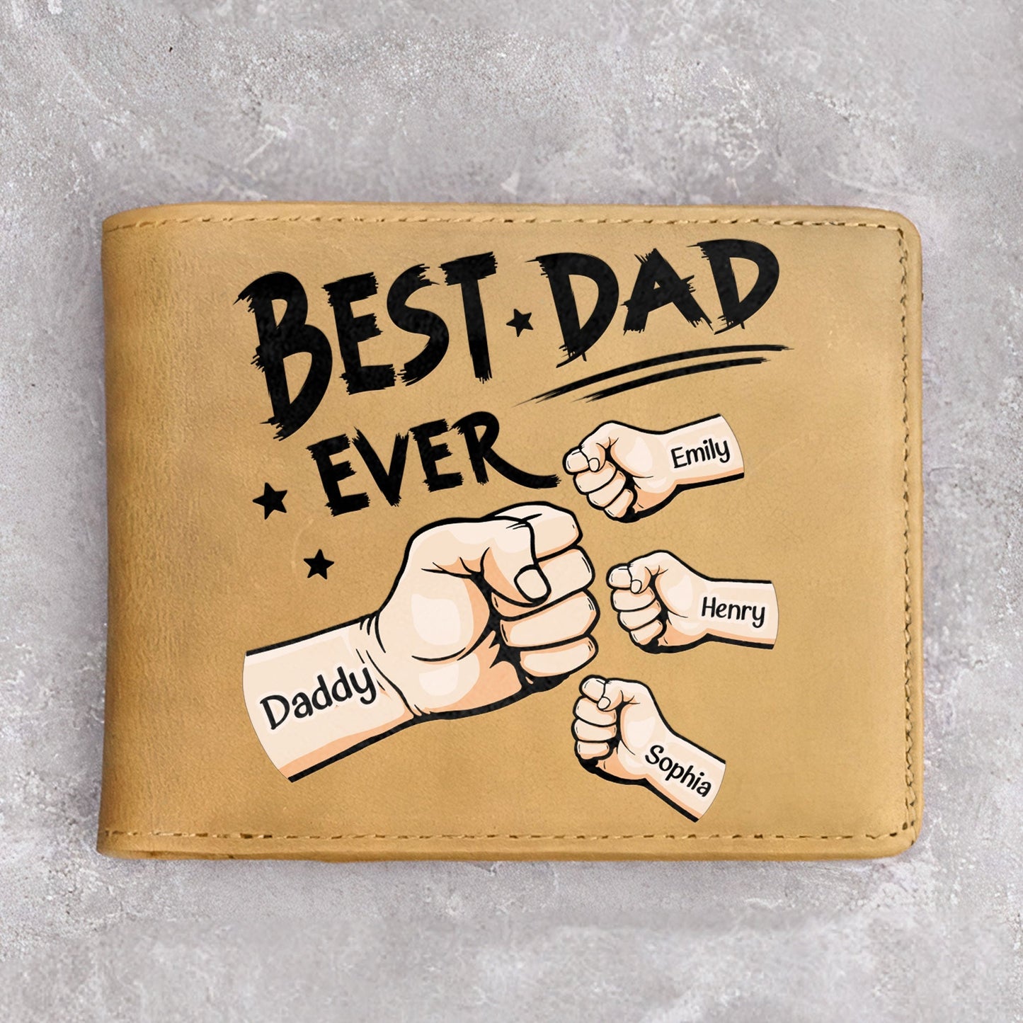 best dad ever new version - personalized leather wallet