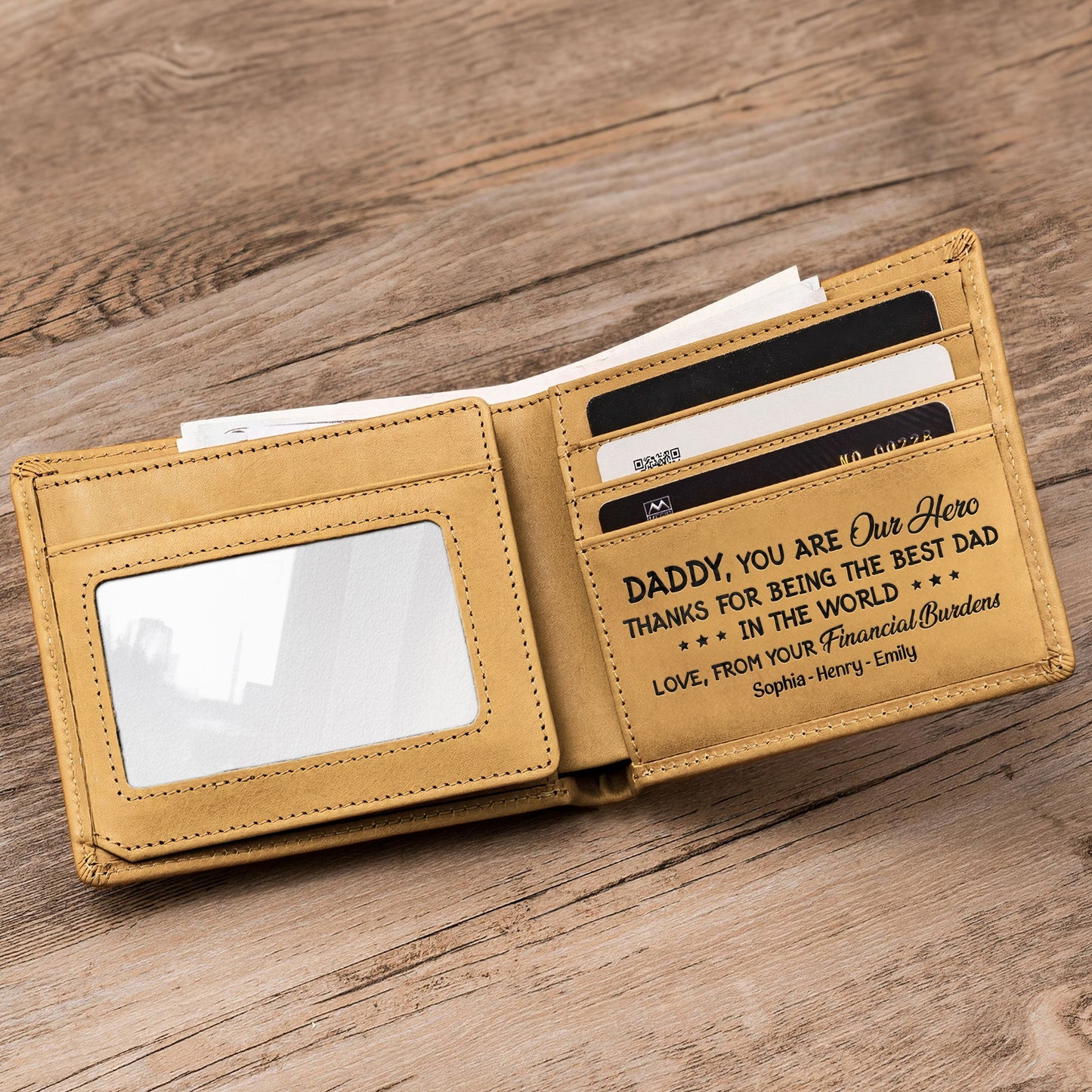 best dad ever new version - personalized leather wallet