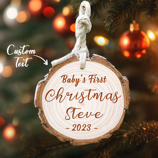 Custom Name Christmas Tree Decor Personalized Ornament Baby's First Christmas - Wooden Keepsake Decoration for Kids and Families, Ideal for Holiday Traditions and Memories