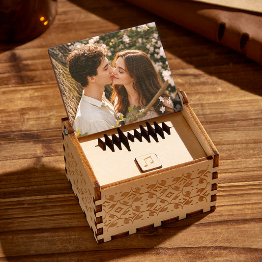 Custom Digital Music Box Any Song Tune or Voice Wooden Photo Music Box with Text Unique Anniversary Gifts for Him or Her