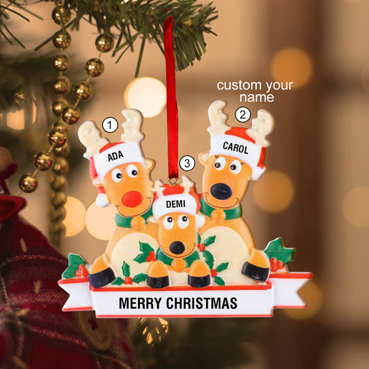 Custom Name Reindeer Family Xmas Ornament Personalised Decoration Gifts for Christmas Tree