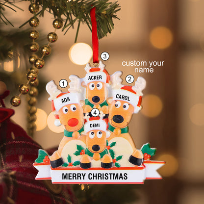 Custom Name Reindeer Family Xmas Ornament Personalised Decoration Gifts for Christmas Tree