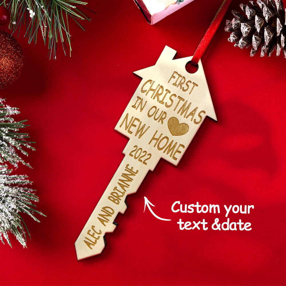 personalized first home christmas ornament wooden key decoration gift for family