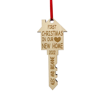 Personalized First Home Christmas Ornament Wooden Key Decoration Gift for Family