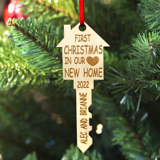 Personalized First Home Christmas Ornament Wooden Key Decoration Gift for Family