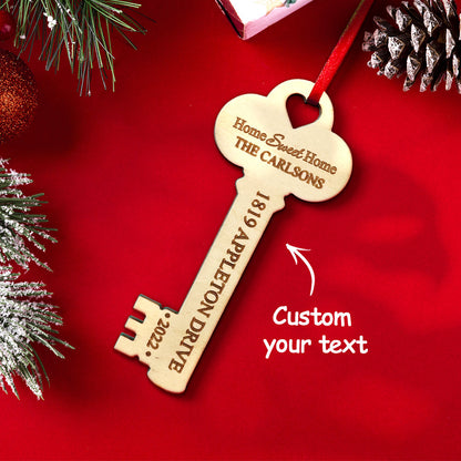 Personalized Wooden Key Decoration Ornament for New Home Christmas Housewarming Gift