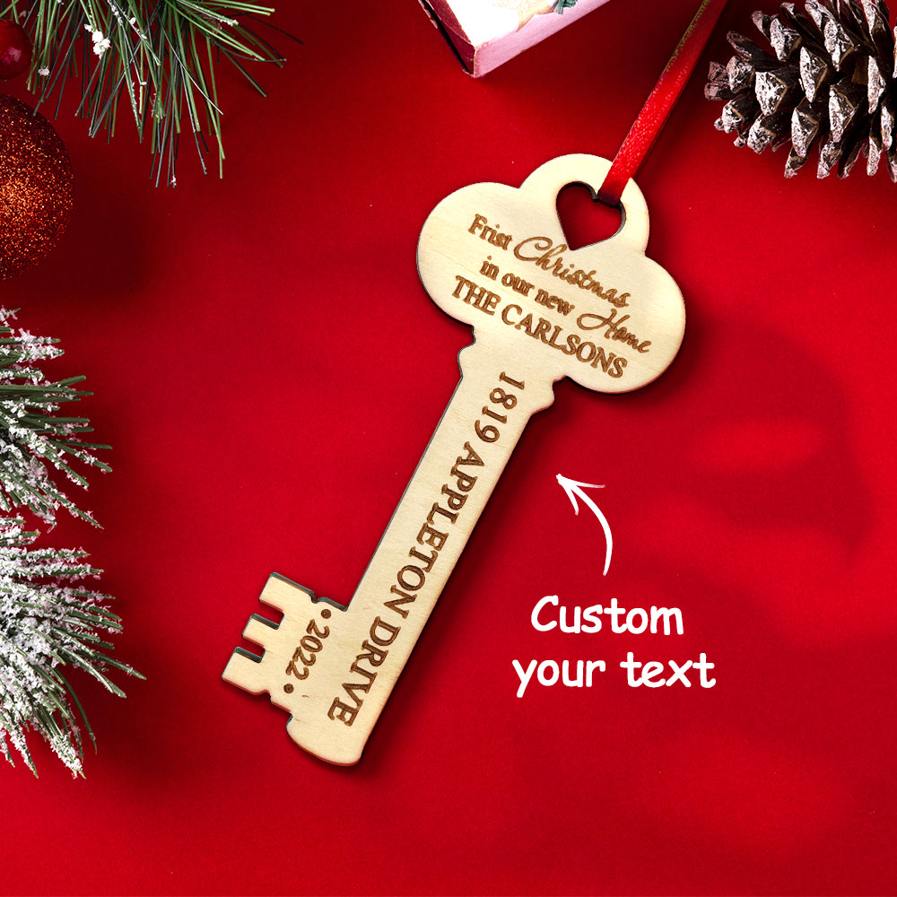 personalized wooden key decoration ornament for new home christmas housewarming gift