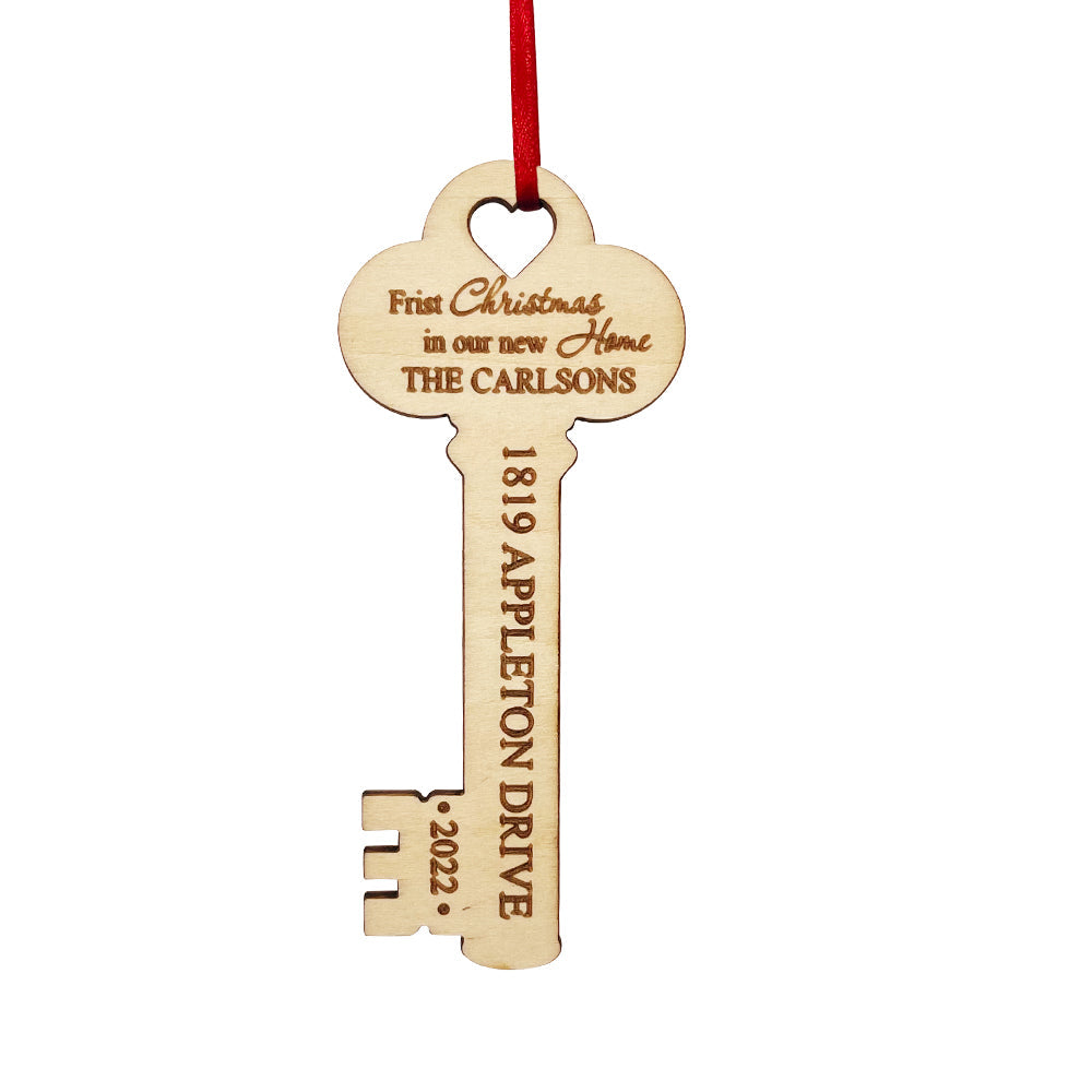 personalized wooden key decoration ornament for new home christmas housewarming gift