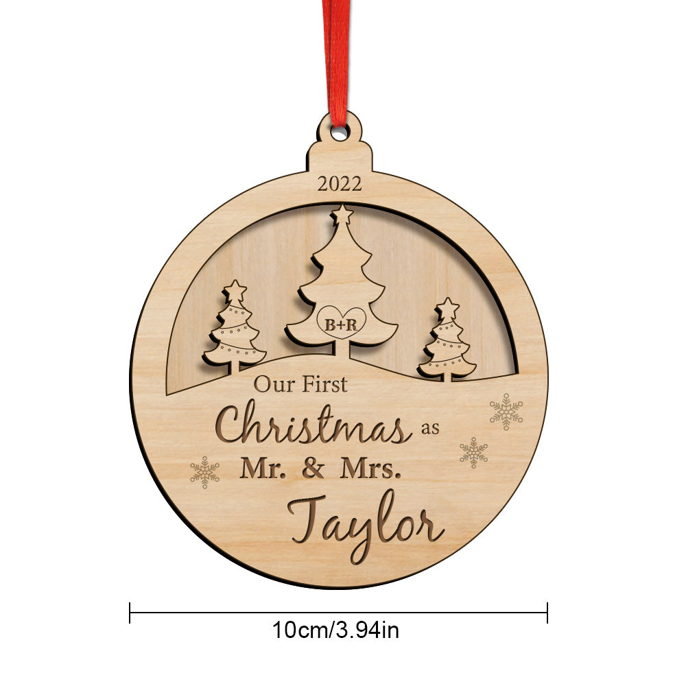 personalized our first christmas ornament gift for newlyweds wooden keepsake for home decoration and holiday celebrations