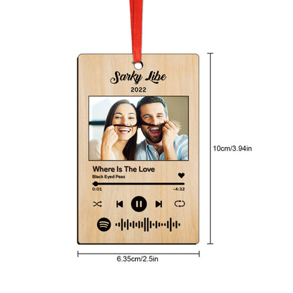 Custom Spotify Christmas Ornament Unique Gift for Christmas - Wooden Keepsake, Music Memory Decoration, Ideal for Friends and Family, Size 2.5in x 4in