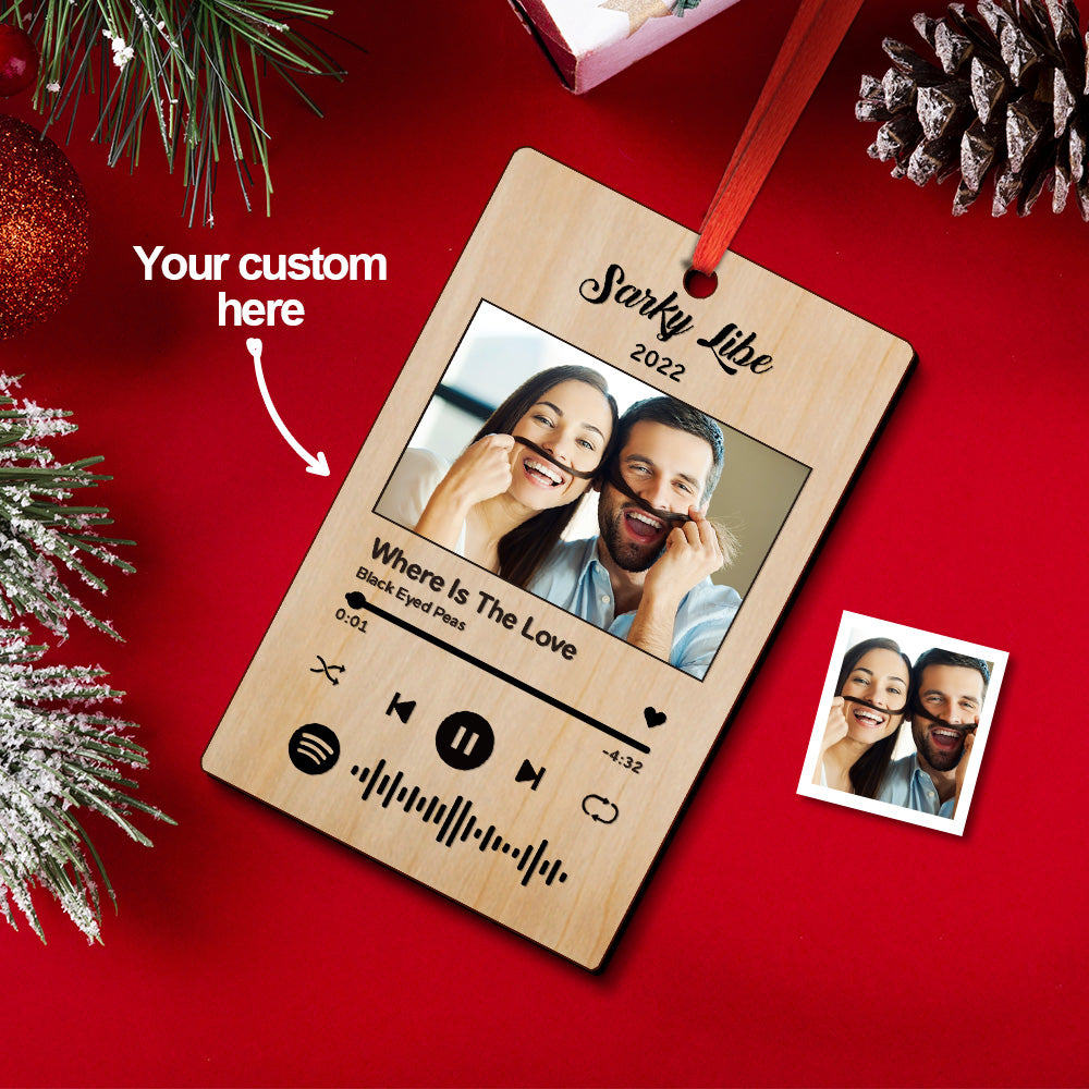 custom spotify christmas ornament unique gift for christmas - wooden keepsake, music memory decoration, ideal for friends and family, size 2.5in x 4in