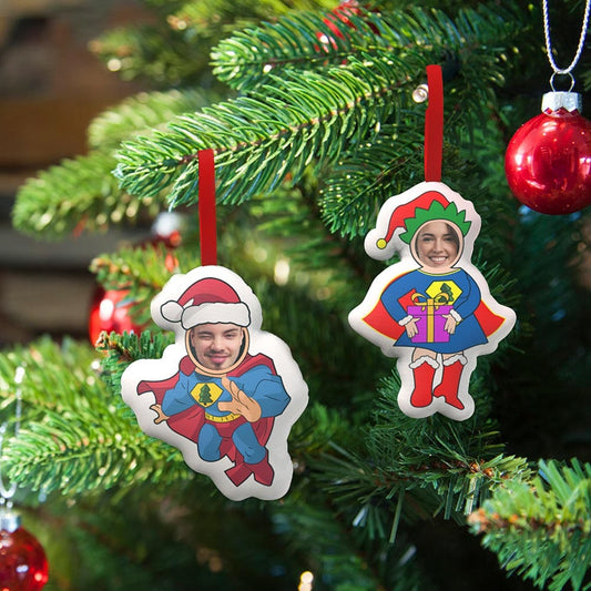 Custom Superman And Superwoman Hanging Decorations Face Christmas Tree Decor Gift