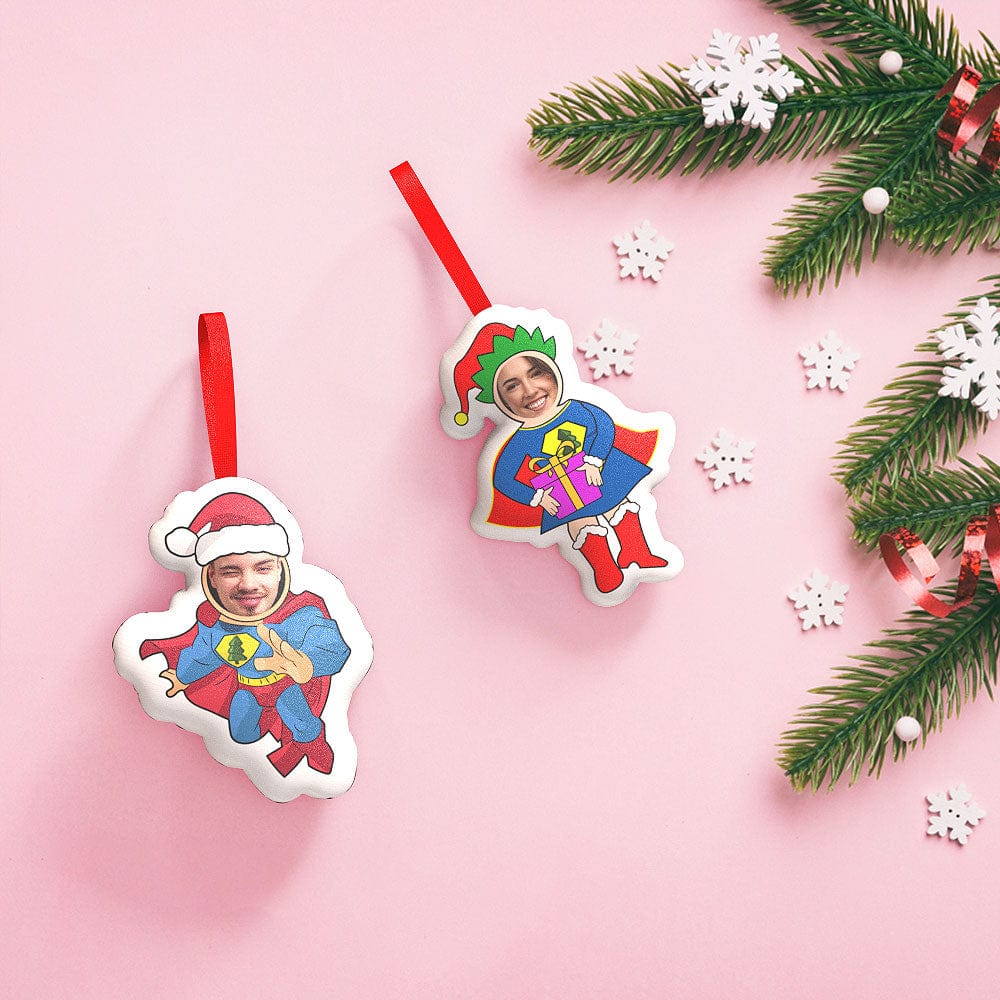 custom superman and superwoman hanging decorations face christmas tree decor gift
