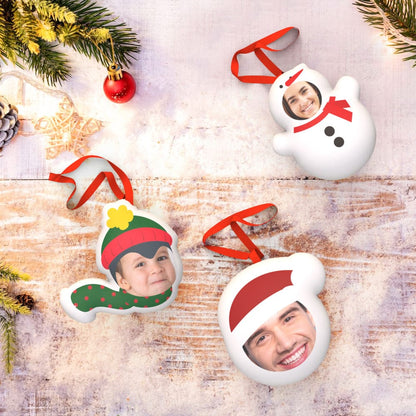 Custom Christmas Ornament Hanging Doll Decoration for Funny Christmas Gift - 3 Pack Festive Tree Decorations, Hand-Stitched, Soft Plush Ornaments for Holiday Cheer
