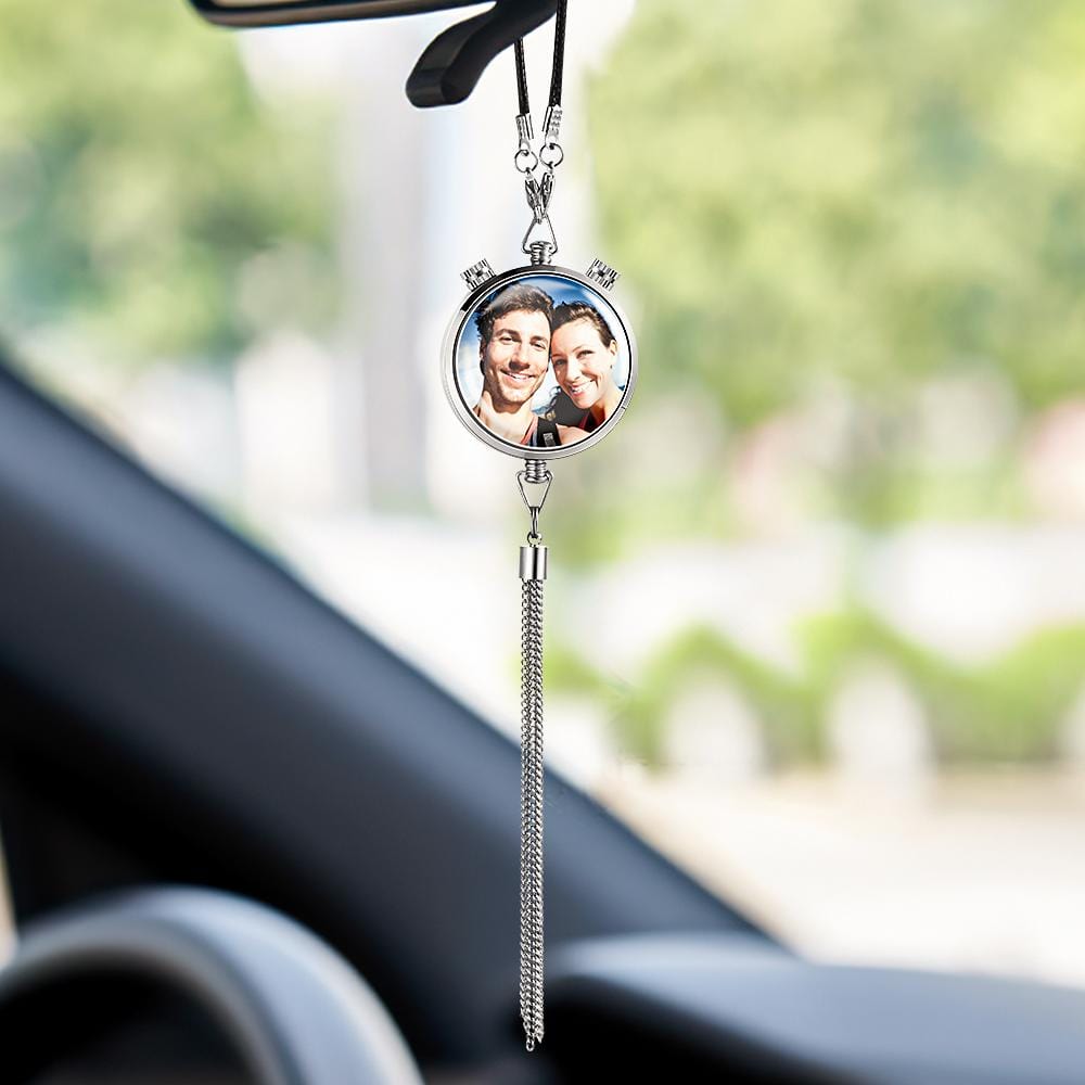custom photo air freshener pendant for car gift hanging perfume box with picture text, unique personalised car air freshener for birthdays, anniversaries and special occasions