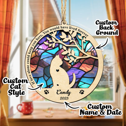 Custom Cat Memorial Suncatcher Ornament Loss of Pet Sympathy Gift for Window, Living Room, Garden, Pet Remembrance Decor