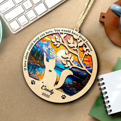 Custom Cat Memorial Suncatcher Ornament Loss of Pet Sympathy Gift for Window, Living Room, Garden, Pet Remembrance Decor