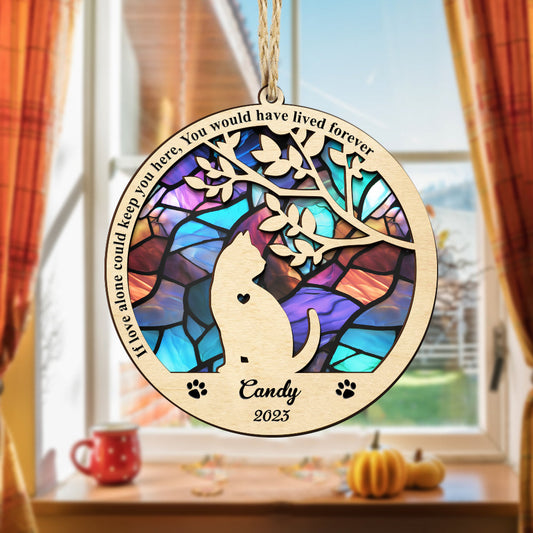 Custom Cat Memorial Suncatcher Ornament Loss of Pet Sympathy Gift for Window, Living Room, Garden, Pet Remembrance Decor
