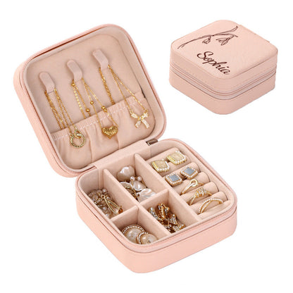 Personalized Birth Flower Jewelry Box Custom Organizer Gift for Her