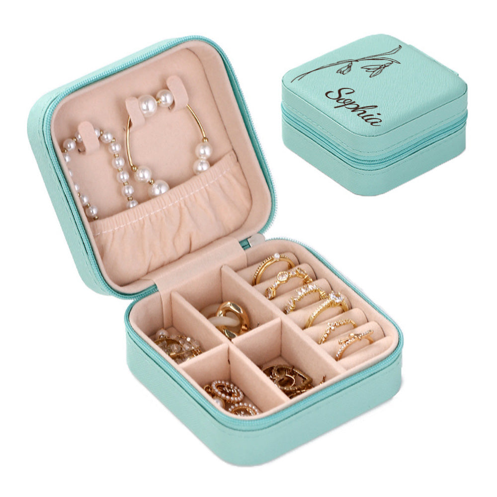 personalized birth flower jewelry box custom organizer gift for her