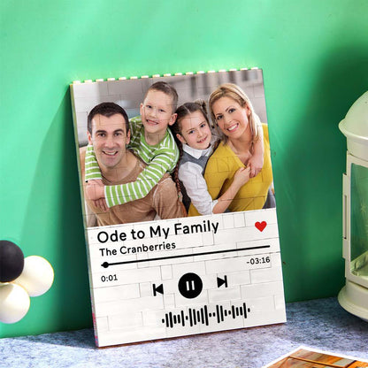 Personalized Building Brick Photo Block with Music Code - Unique Keepsake Gift for Birthdays, Anniversaries, Weddings, Home Decor, Kids and Adults, Vibrant UV Printed, 5 Sizes Available