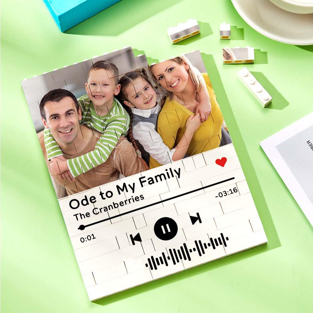 personalized building brick photo block with music code - unique keepsake gift for birthdays, anniversaries, weddings, home decor, kids and adults, vibrant uv printed, 5 sizes available