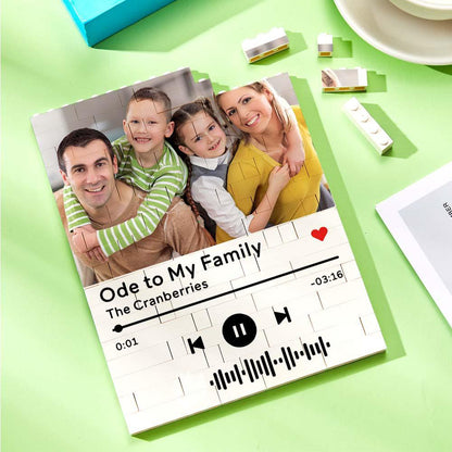 Personalized Building Brick Photo Block with Music Code - Unique Keepsake Gift for Birthdays, Anniversaries, Weddings, Home Decor, Kids and Adults, Vibrant UV Printed, 5 Sizes Available