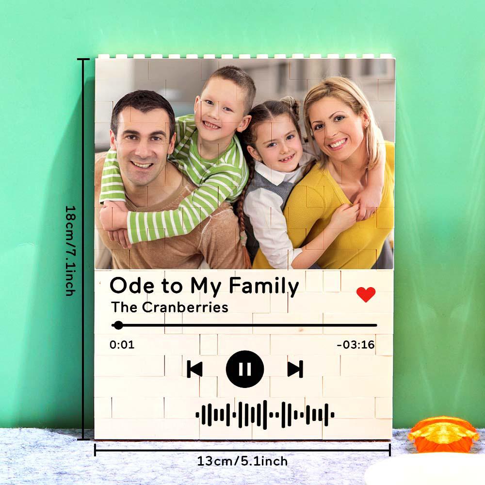 personalized building brick photo block with music code - unique keepsake gift for birthdays, anniversaries, weddings, home decor, kids and adults, vibrant uv printed, 5 sizes available