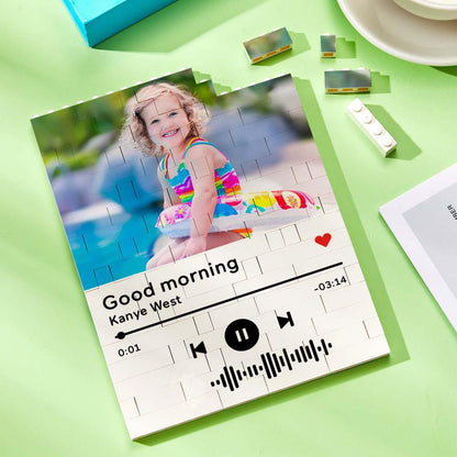 Personalized Building Brick Photo Block with Music Code - Unique Keepsake Gift for Birthdays, Anniversaries, Weddings, Home Decor, Kids and Adults, Vibrant UV Printed, 5 Sizes Available