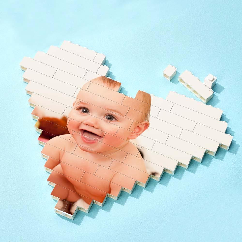 custom building brick heart shaped photo block for children's day, diy creative gift, pvc material, eco-friendly, rebuildable, suitable for kids and adults