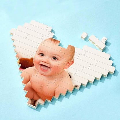 Custom Building Brick Heart Shaped Photo Block for Children's Day, DIY Creative Gift, PVC Material, Eco-Friendly, Rebuildable, Suitable for Kids and Adults