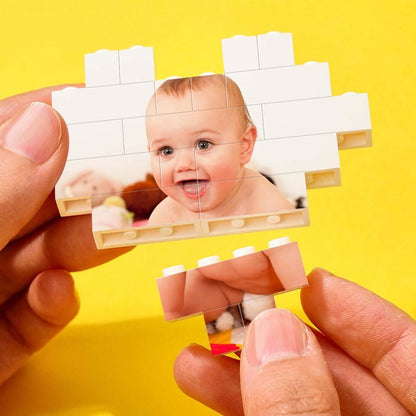 Custom Building Brick Heart Shaped Photo Block for Children's Day, DIY Creative Gift, PVC Material, Eco-Friendly, Rebuildable, Suitable for Kids and Adults