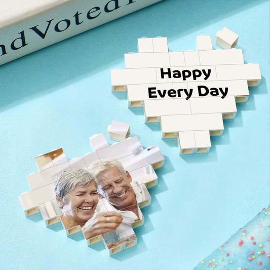 Custom Building Brick Puzzle Heart Shaped Photo Block for DIY Fun, Ideal Gift for Kids and Adults, 2 Sizes Available, Eco-Friendly and Waterproof
