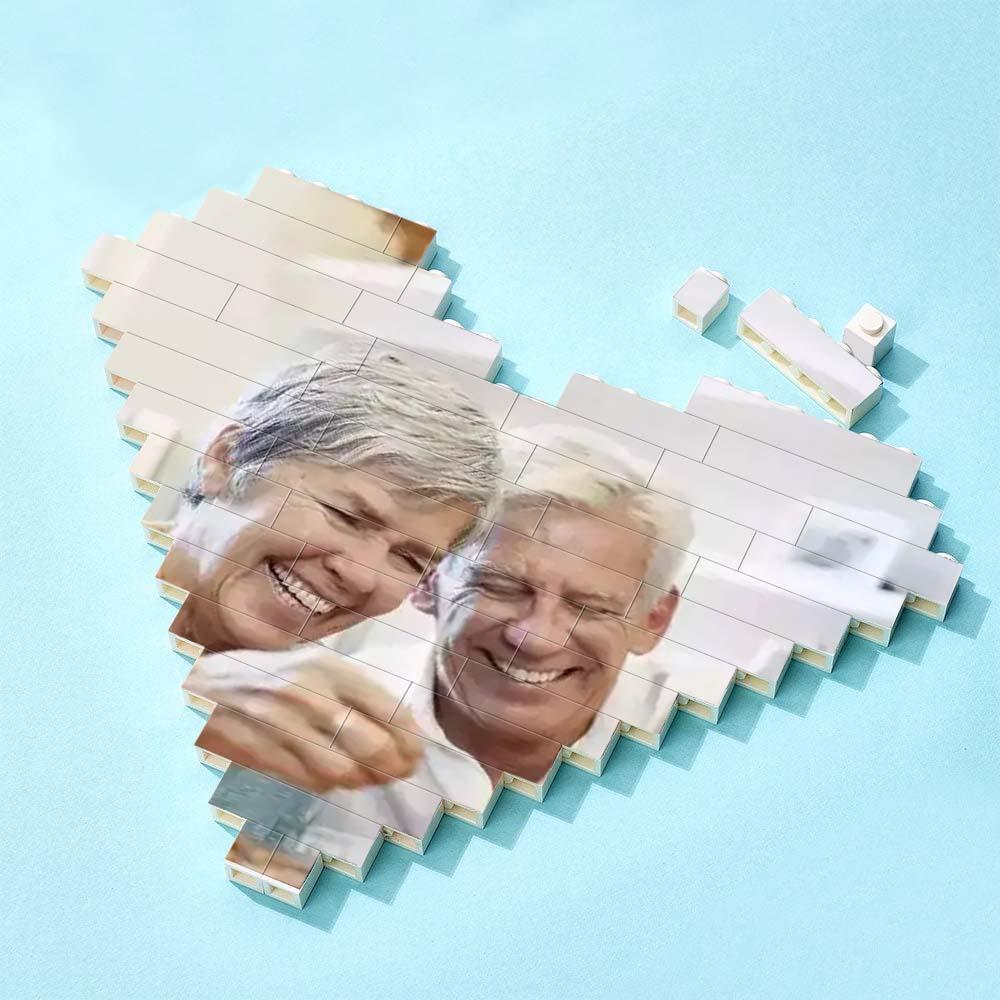 custom building brick puzzle heart shaped photo block for diy fun, ideal gift for kids and adults, 2 sizes available, eco-friendly and waterproof