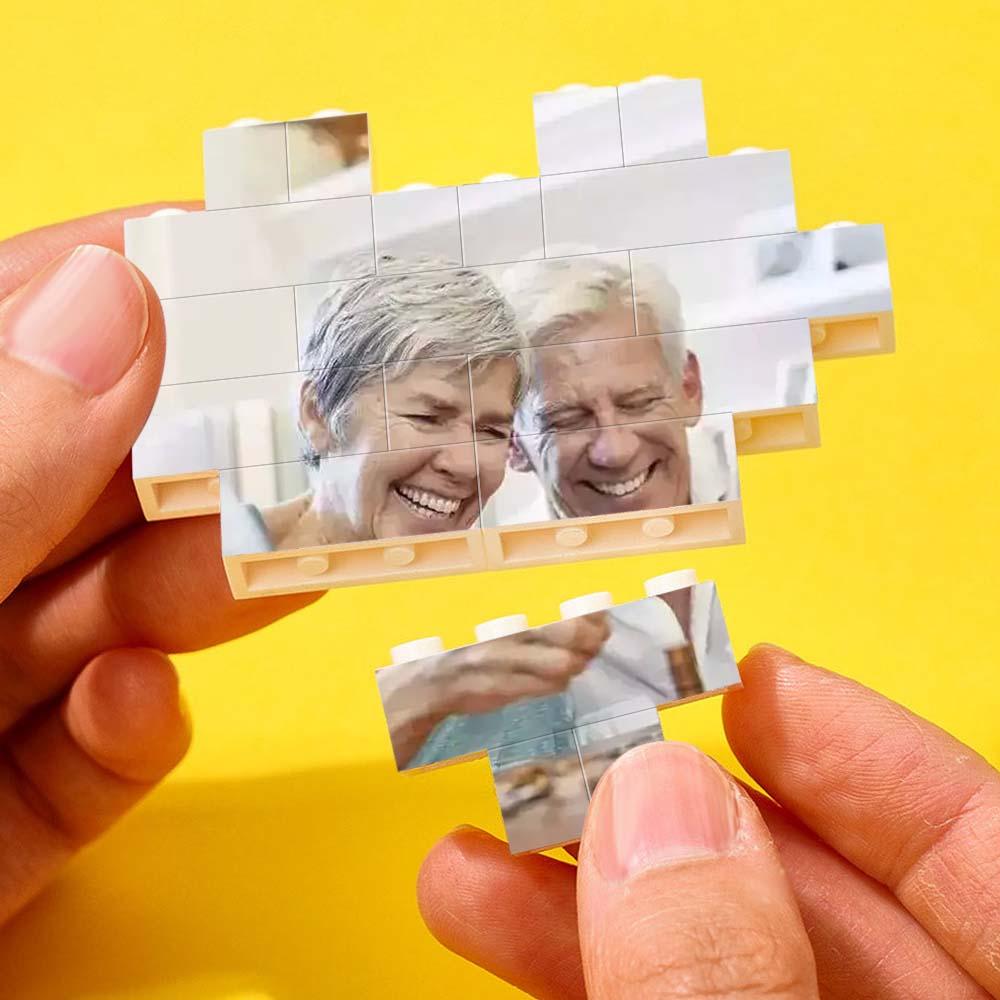 custom building brick puzzle heart shaped photo block for diy fun, ideal gift for kids and adults, 2 sizes available, eco-friendly and waterproof