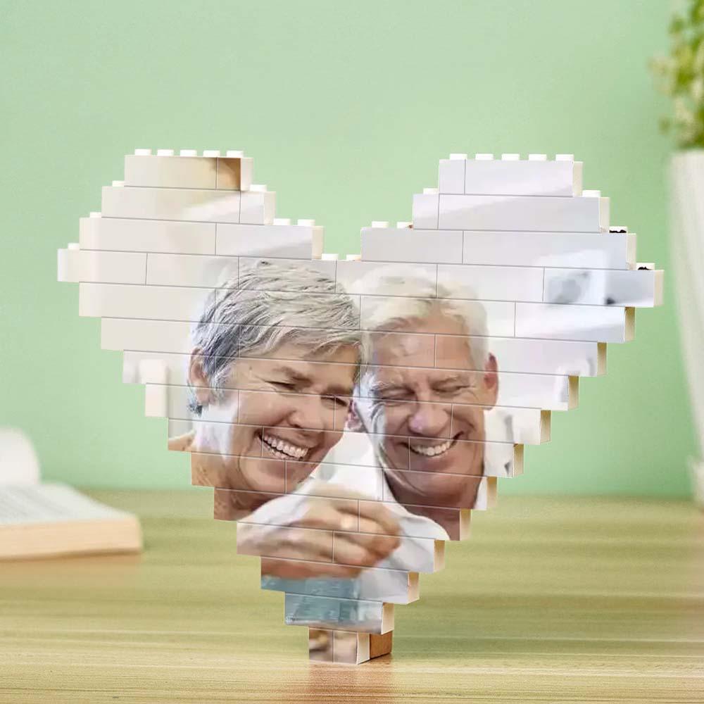 custom building brick puzzle heart shaped photo block for diy fun, ideal gift for kids and adults, 2 sizes available, eco-friendly and waterproof