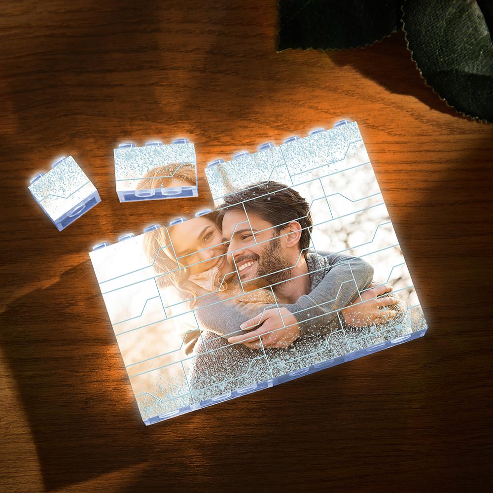custom led light building brick white light up photo block for kids and adults, diy creative photo display, eco-friendly abs material, dimmable, various sizes available