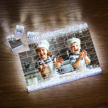 Custom LED Light Building Brick White Light Up Photo Block For Kids And Adults, DIY Creative Photo Display, Eco-Friendly ABS Material, Dimmable, Various Sizes Available