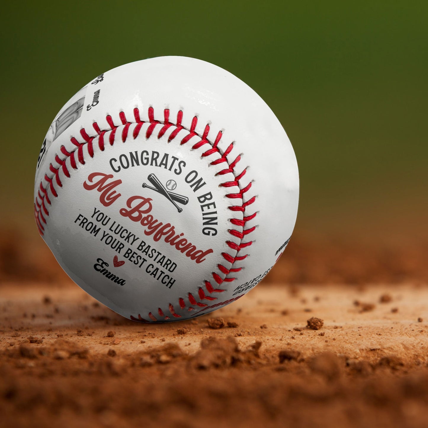 congrats on being my boyfriend from your best catch - personalized baseball gift for him, romantic keepsake for boyfriend, custom pu leather baseball