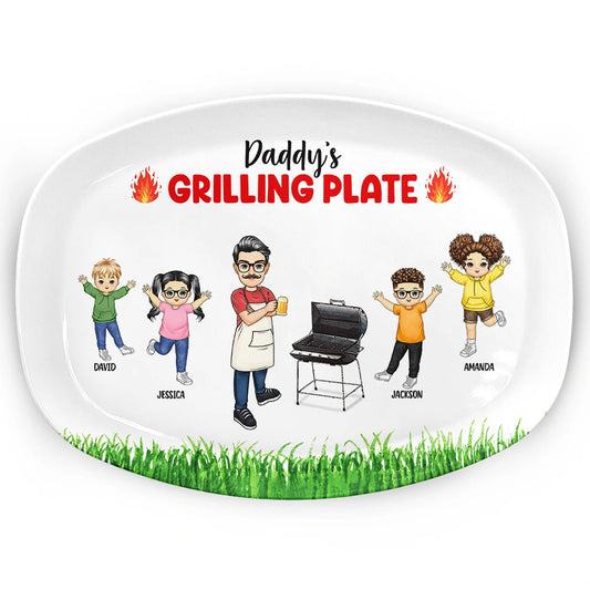 Grilling Plate Awesome BBQ - Personalised Gift for Dads, Grandpas and Grill Lovers, BPA-Free Plastic, Fun and Unique Design for Special Occasions