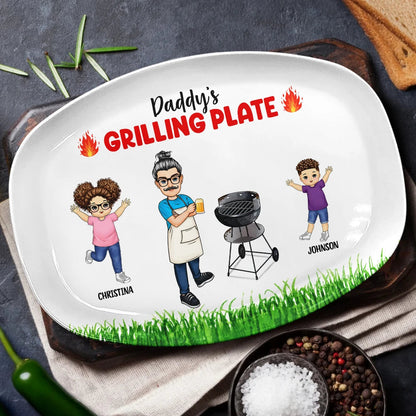 Grilling Plate Awesome BBQ - Personalised Gift for Dads, Grandpas and Grill Lovers, BPA-Free Plastic, Fun and Unique Design for Special Occasions