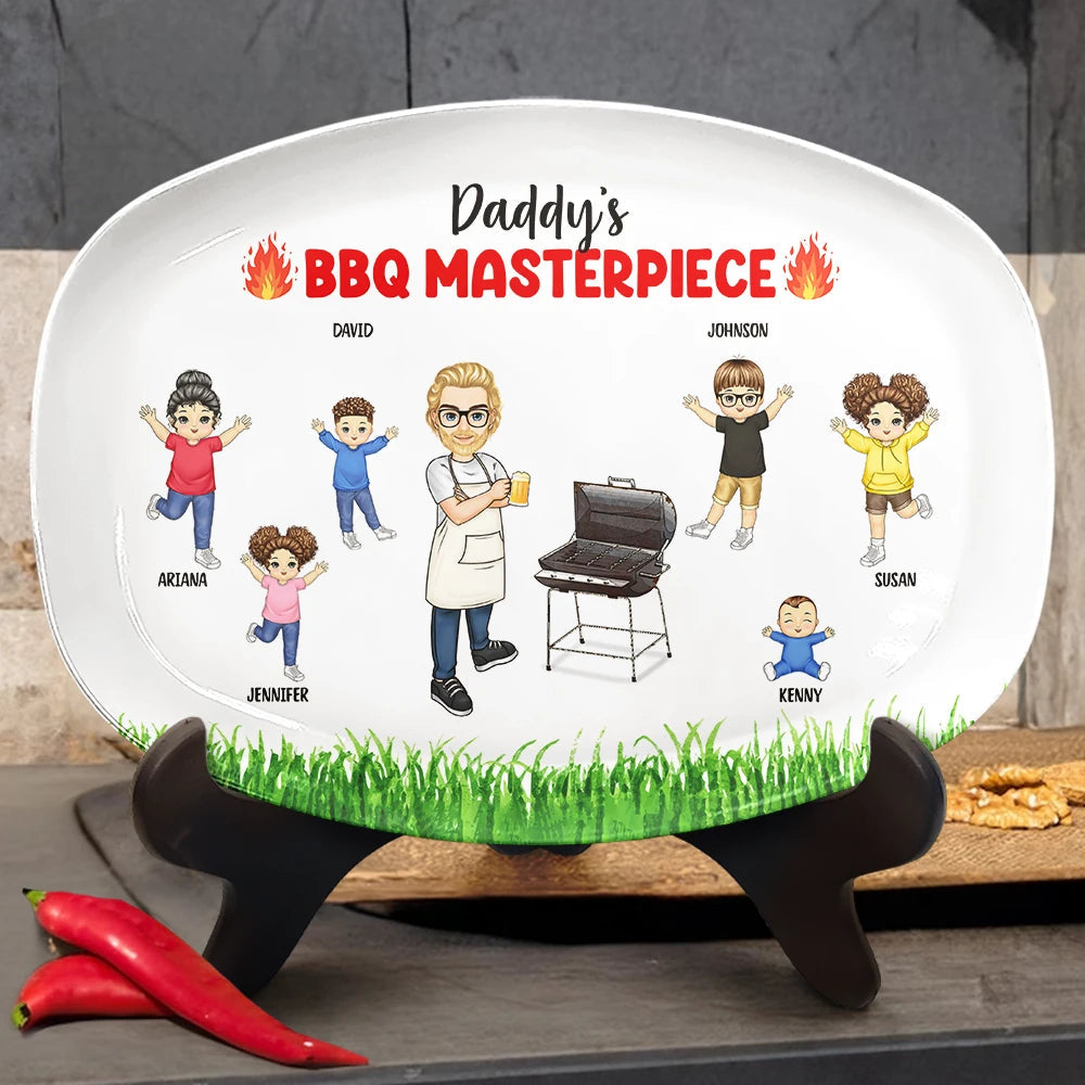 grilling plate awesome bbq - personalised gift for dads, grandpas and grill lovers, bpa-free plastic, fun and unique design for special occasions