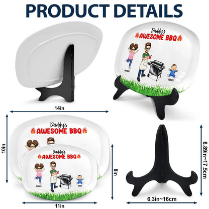 Grilling Plate Awesome BBQ - Personalised Gift for Dads, Grandpas and Grill Lovers, BPA-Free Plastic, Fun and Unique Design for Special Occasions