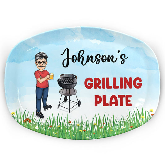 Grilling Plate Awesome BBQ Gift For Yourself Gift For Man Personalised Plate BPA-Free Plastic 11x8 Inch and 14x10 Inch Serving Platter