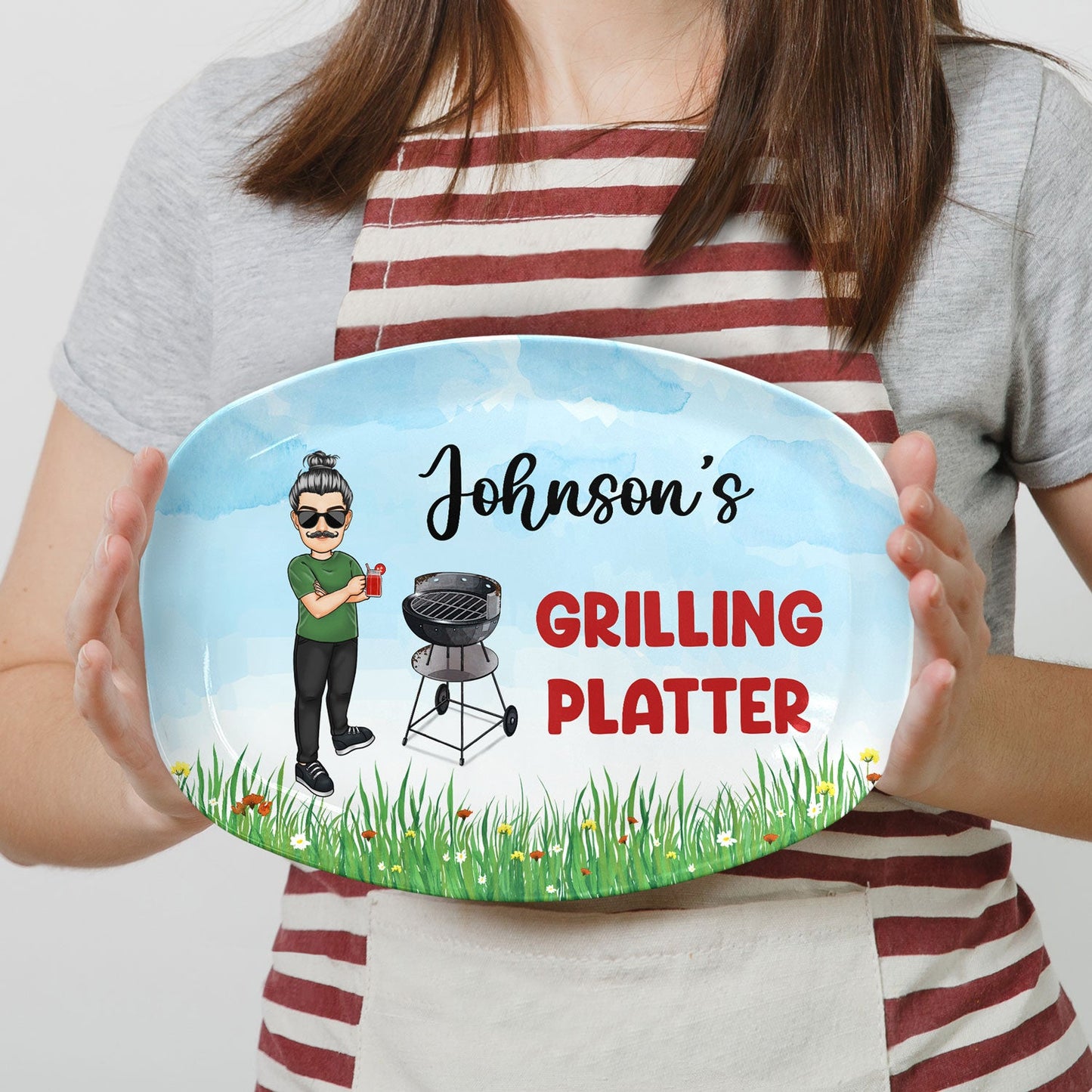 grilling plate awesome bbq gift for yourself gift for man personalised plate bpa-free plastic 11x8 inch and 14x10 inch serving platter