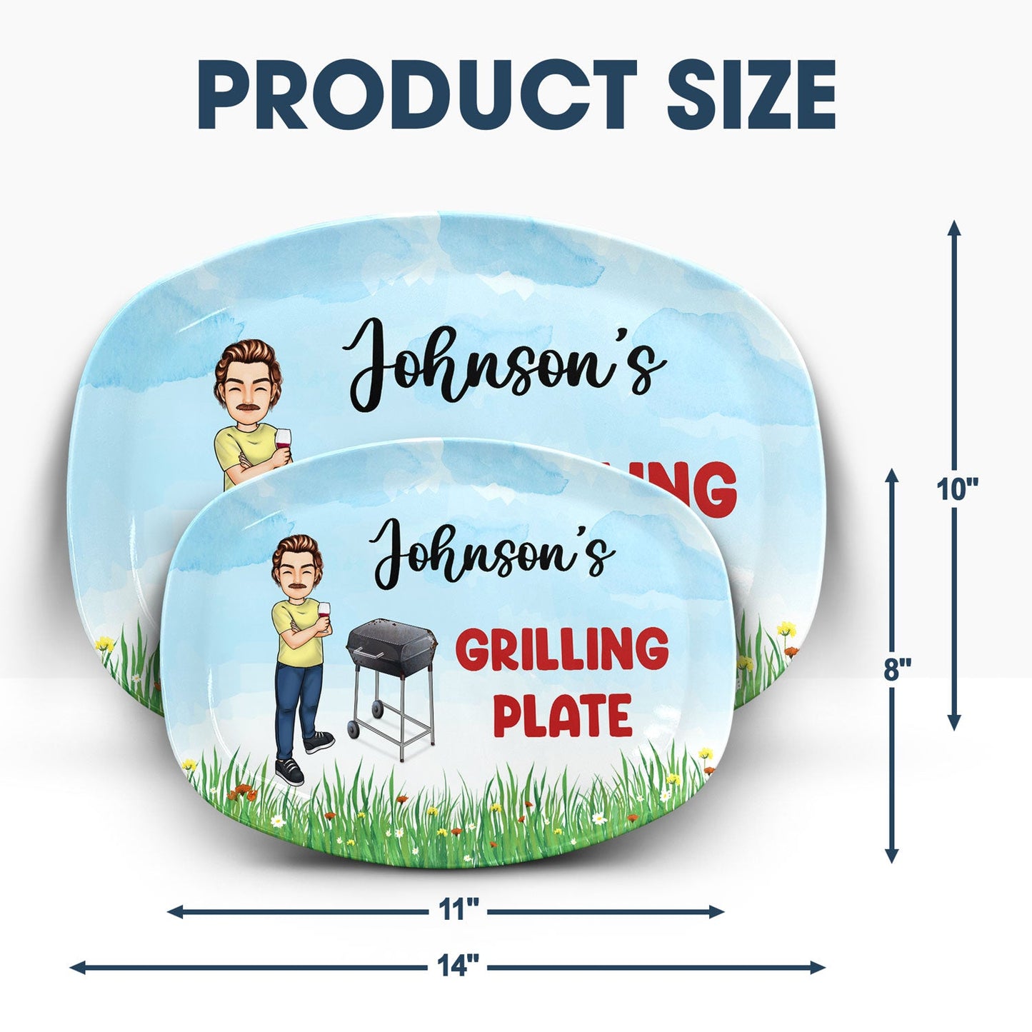 grilling plate awesome bbq gift for yourself gift for man personalised plate bpa-free plastic 11x8 inch and 14x10 inch serving platter