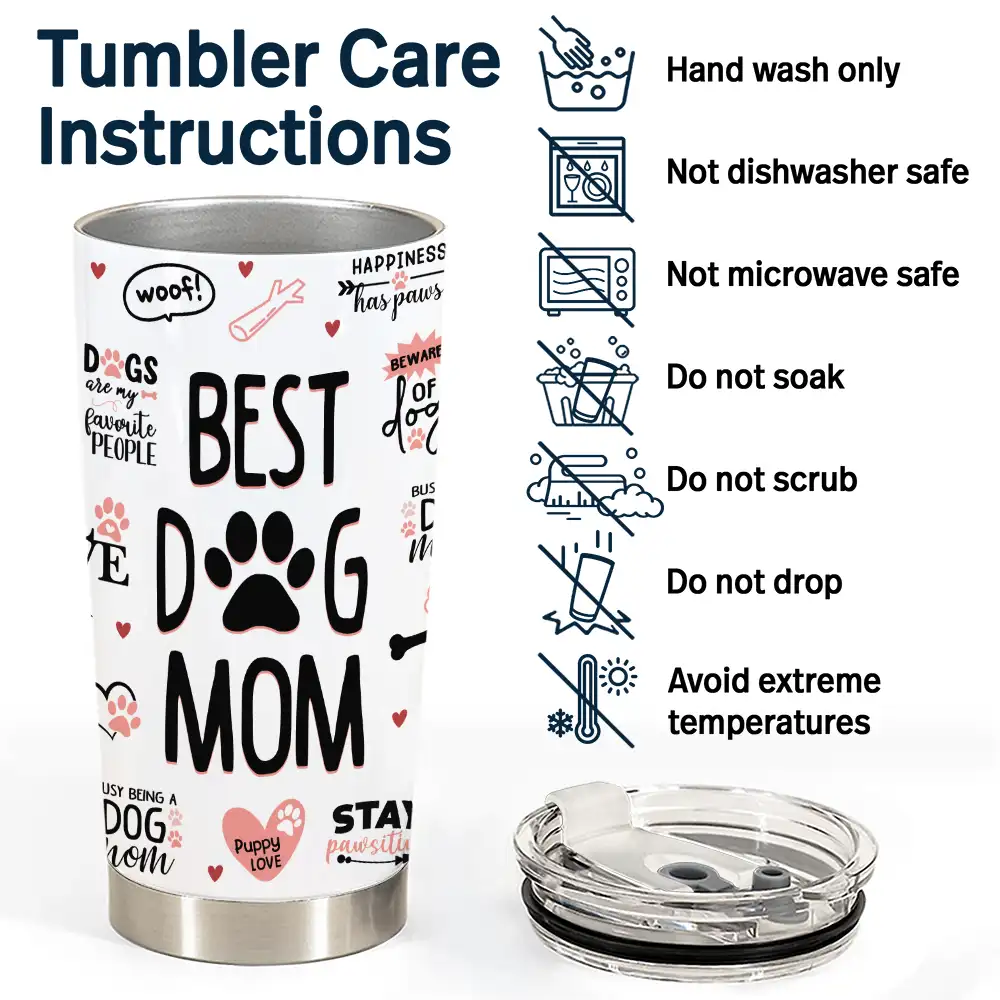 best dog mom puppy love - personalised stainless steel tumbler, 20oz insulated drinkware for dog lovers, ideal gift for dog moms on special occasions