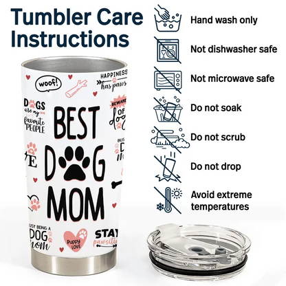 Best Dog Mom Puppy Love - Personalised Stainless Steel Tumbler, 20oz Insulated Drinkware for Dog Lovers, Ideal Gift for Dog Moms on Special Occasions